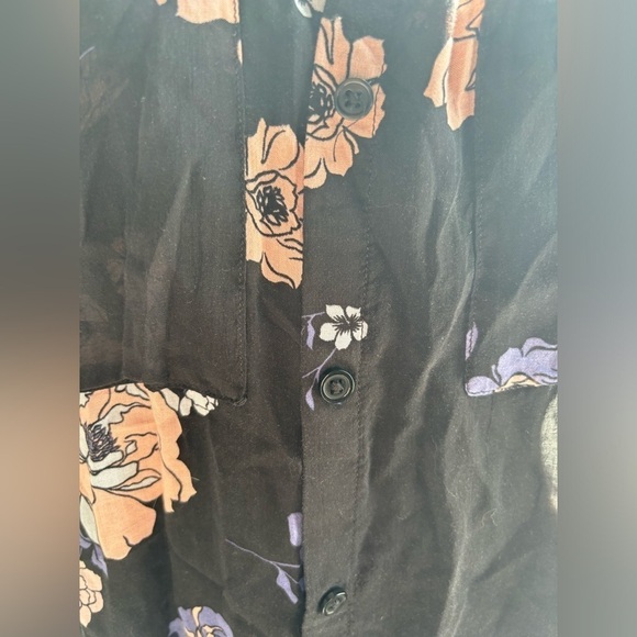 Cloth & Stone Anthropologie Floral Print Button Down Rayon Black Purple … - Picture 5 of 9